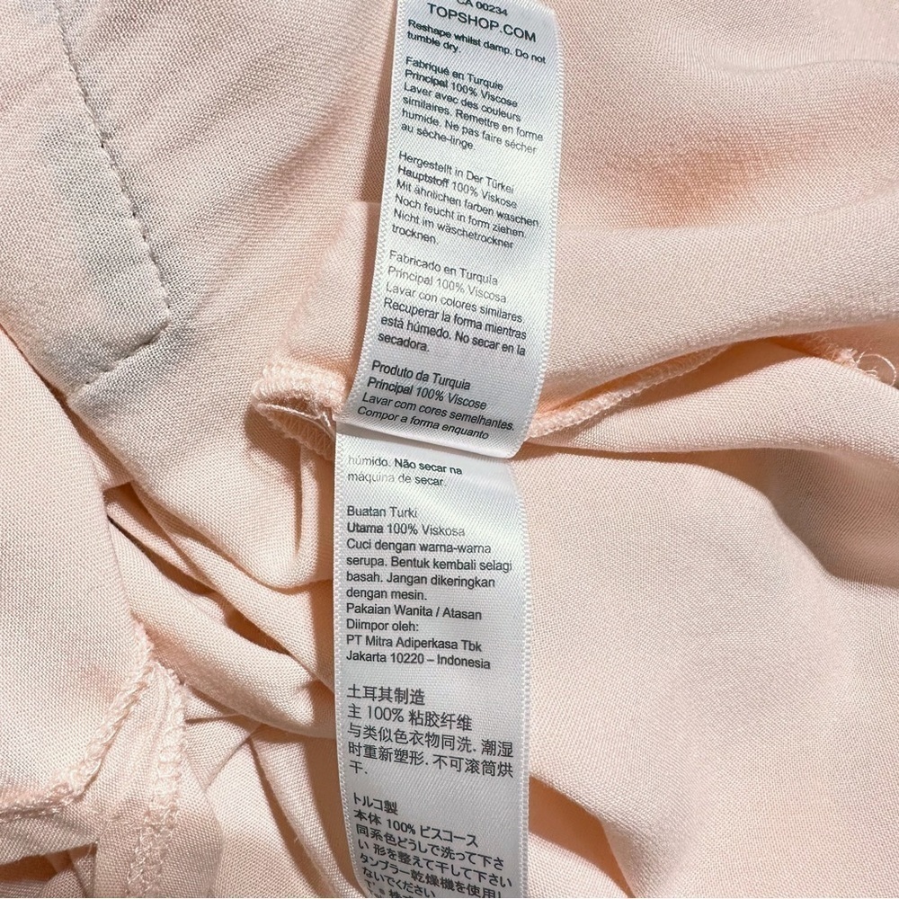 Topshop Kourtney Pajama Shirt Top Pocket Pastel Pink Animal Print Trim Size 12 - Picture 11 of 11